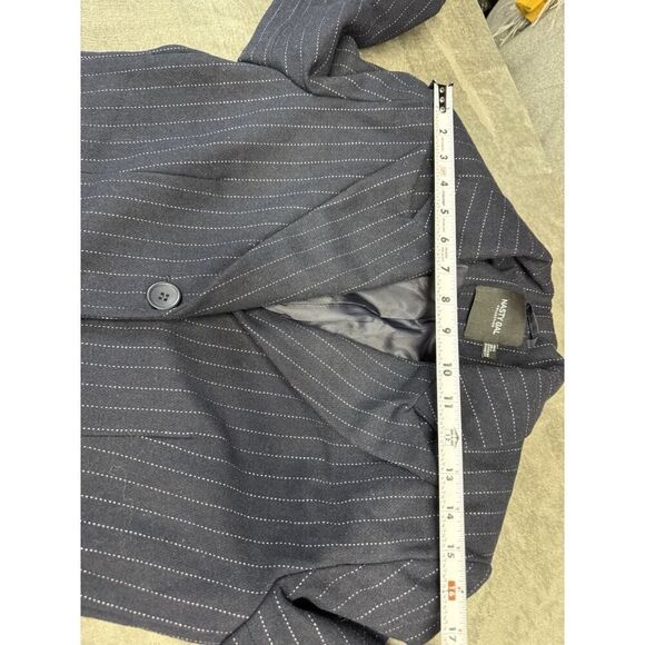 NASTY GAL Collection Pinstripe Oversized Wool Blend Navy Blazer sz 4 US - Picture 9 of 13